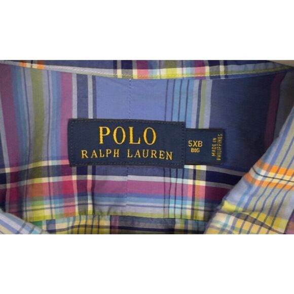 Polo Ralph Lauren Shirt Mens Big Blue Pink Plaid Button Down Logo Preppy Size5XB - Picture 4 of 6